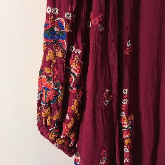 NWT FREE PEOPLE Purple-Burgundy Embroidered Oxford Dress M - Picture 3 of 6